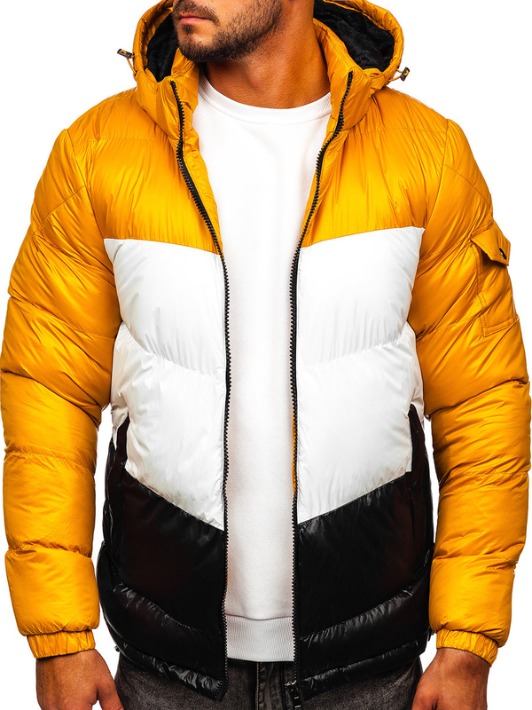 Chaqueta acolchada de invierno para hombre color camel y negro Bolf 6593