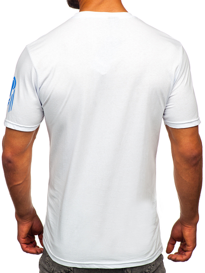 Camiseta de manga corta con aplicaciones para hombre blanco Bolf 192379