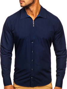 Camisa con mangas largas azul oscuro para hombre Bolf 20702