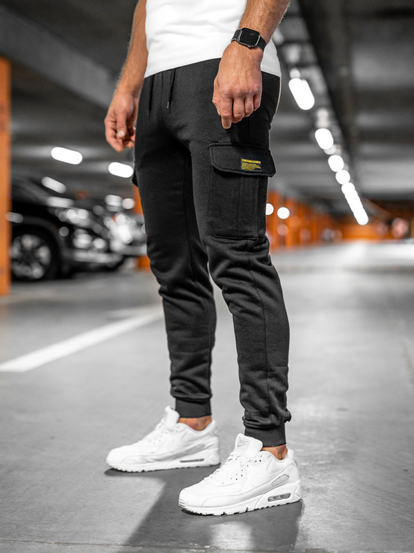 Pantalón grueso de combate joggers de chándal para hombre negro Bolf JX8709A