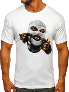Camiseta blanca de hombre con estampado Bolf 142172
