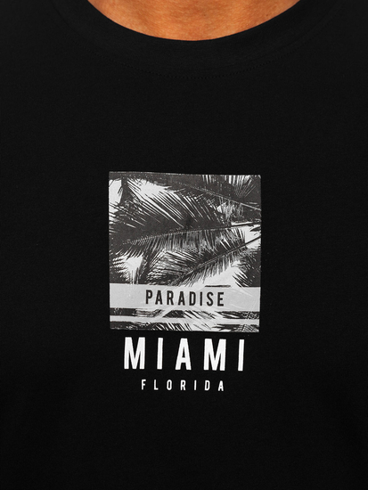 Camiseta estampada de algodón para hombre Negro Bolf MPO3500