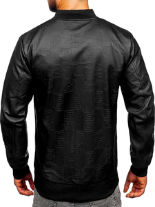 Chaqueta bomber de cuero para hombre negro Bolf 3A65