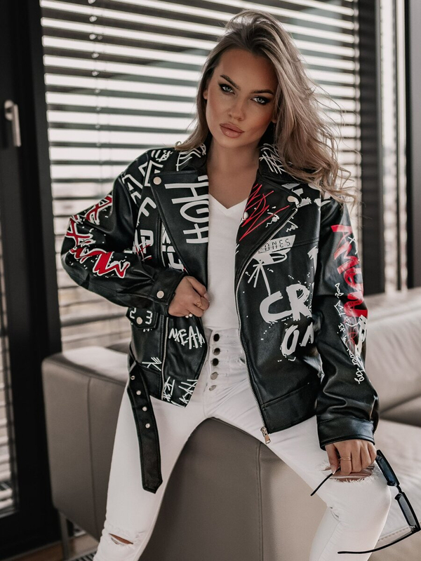 Chaqueta ramonera de cuero negro Bolf HX1995