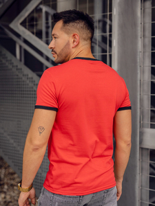 Camiseta de manga corta sin impresión para hombre rojo Bolf 8T83A