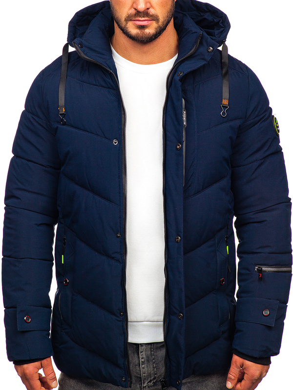 Chaqueta acolchada de invierno para hombre azul oscuro Bolf 22M55