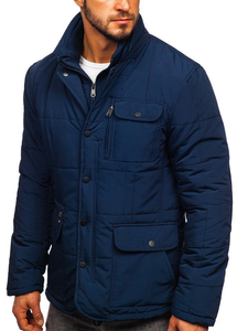 Chaqueta de entretiempo elegante para hombre azul oscuro Bolf 1976