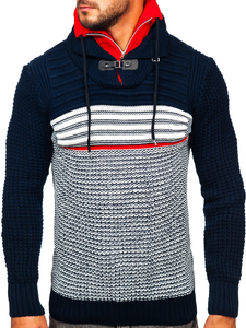 Suéter grueso con cuello alto para hombre color negro y rojo Bolf 2026
