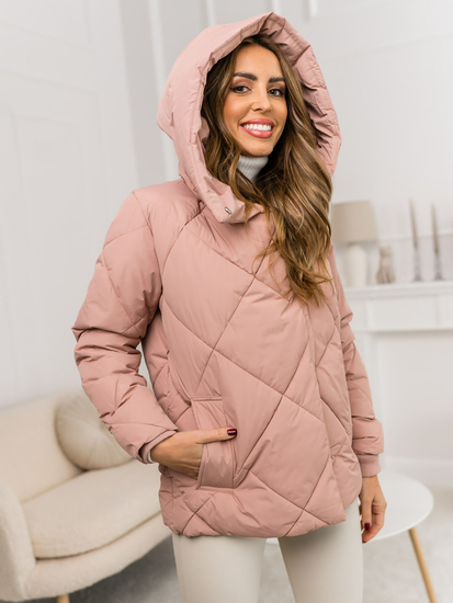 Chaqueta acolchada de invierno con capucha para mujer rosa Bolf 5M3175