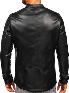 Chaqueta biker de cuero para hombre negro Bolf 11Z8017