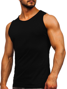 Camiseta negra de algodón con estampado liso para hombre Bolf 1205