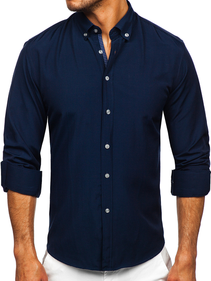 Camisa con manga larga para hombre color azul oscuro Bolf 20716