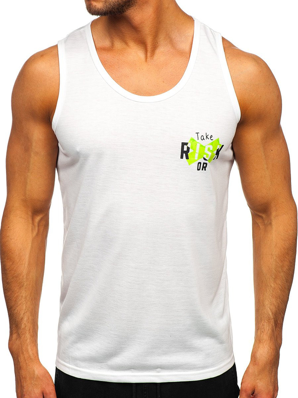 Camiseta de tirantes con estampado color blanco y verde Denley HY818