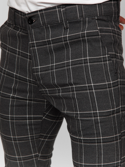Pantalón chinos a cuadros de tela para hombre grafito Bolf 184168