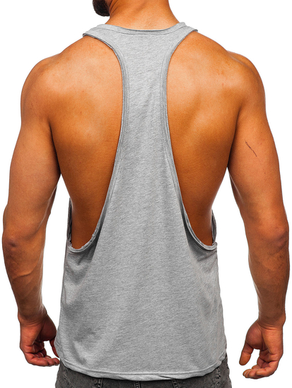 Camiseta sin mangas tipo bóxer gris lisa para hombre Bolf 1245
