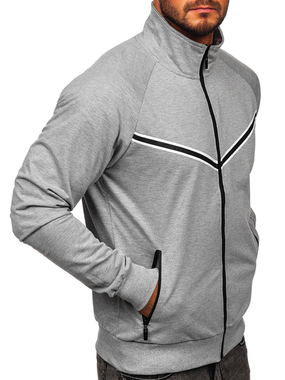 Sudadera abierta de cuello alto para hombre gris Bolf B062