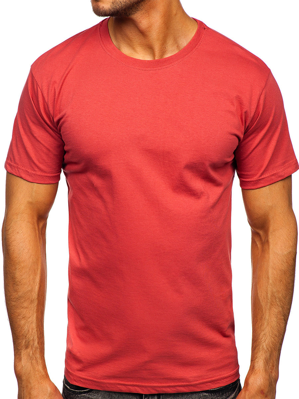 Camiseta lisa de algodón color salmón para hombre Bolf 192397