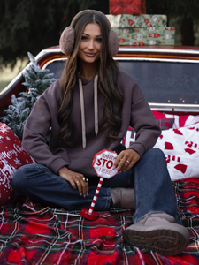 Sudadera con capucha y cuello canguro para mujer color chocolate Bolf 82131