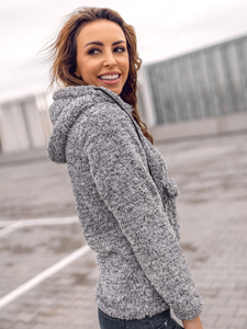 Sudadera polar con capucha para mujer color gris oscuro Bolf HH008