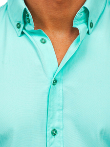 Camisa elegante de manga larga para hombre azul turquesa claro Bolf 5821-1