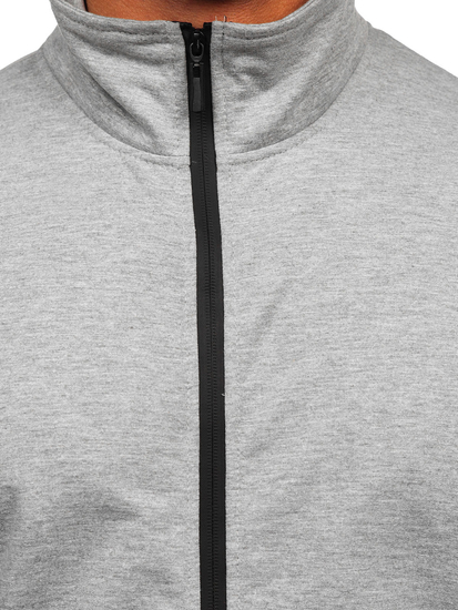 Sudadera abierta de cuello alto para hombre gris Bolf B229