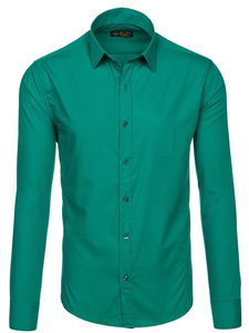 Camisa elegante de manga larga para hombre verde oscuro Bolf 1703