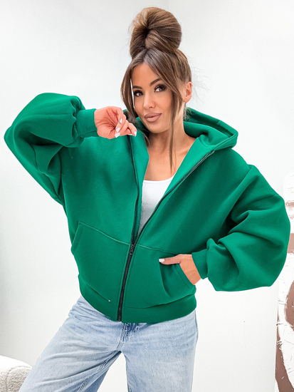 Sudadera con capucha y cuello de mariposa para mujer verde Bolf 821112