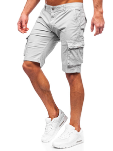 Pantalón corto de tela cargo para hombre gris Bolf J707