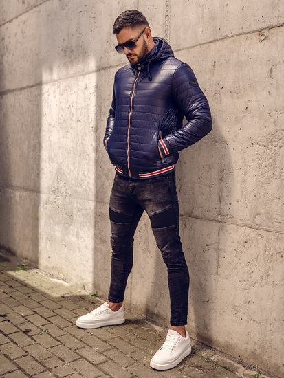 Chaqueta acolchada de entretiempo para hombre azul oscuro Bolf 6191A