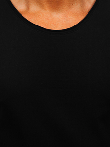 Camiseta negra de algodón con estampado liso para hombre Bolf 1205