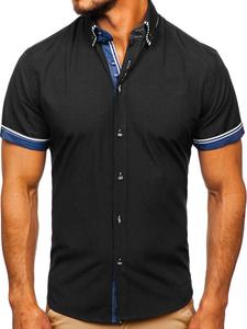 Camisa de manga corta para hombre negro Bolf 2911-1