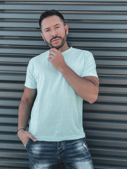 Camiseta lisa de algodón color menta para hombre Bolf 192397A