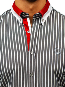 Camisa a cuadros de manga corta elegante para hombre gris Bolf 4501