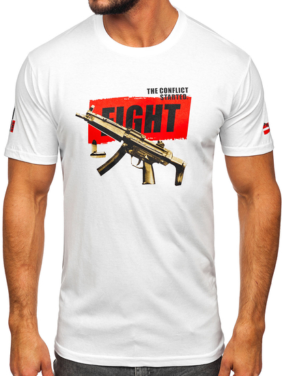 Camiseta algodón de manga corta para hombre blanco Bolf 14709