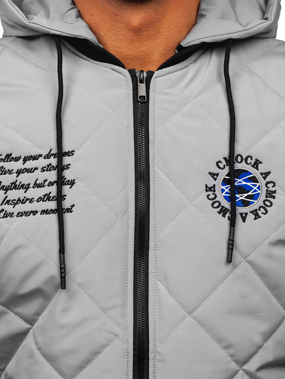 Chaqueta acolchada de entretiempo béisbol bomber para hombre gris Bolf 84M3006