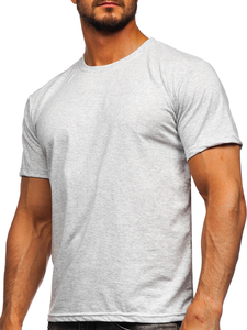 Camiseta lisa de algodón gris claro para hombre Bolf 192397