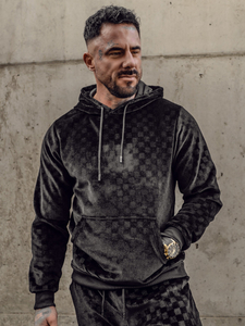 Chándal velour con capucha para hombre negro Bolf 3A82-A