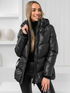 Chaqueta acolchada de invierno con capucha para mujer negro Bolf 23065A
