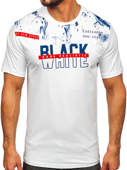 Camiseta algodón de manga corta con impresión para hombre blanco Bolf 14718