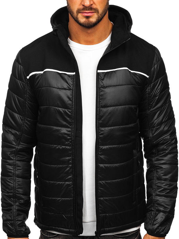 Chaqueta de entretiempo para hombre negra Bolf K104