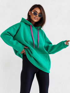 Sudadera con capucha y cuello de canguro para mujer verde Bolf 82131