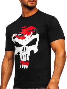Camiseta de hombre negra y roja con estampado Bolf 2098