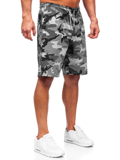 Pantalón corto de chándal camuflaje para hombre gris Bolf 8K283