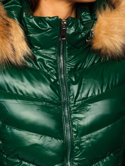 Chaqueta acolchada de invierno con capucha para mujer color verde Bolf 6830