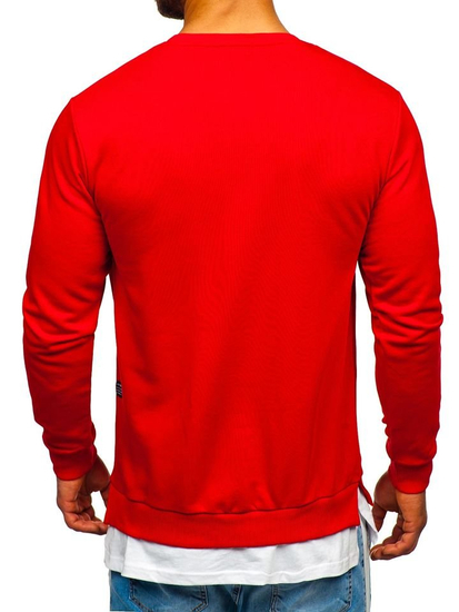 Sudadera sin capucha con impresión para hombre rojo Bolf 11114