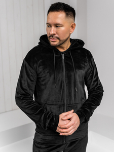 Chándal de velour con capucha para hombre negro Bolf 8C1538A1