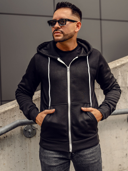 Sudadera abierta con capucha para hombre negro Bolf HW2787