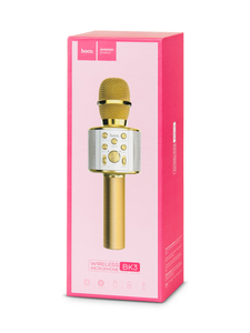Micrófono de karaoke color dorado bluetooth BK3