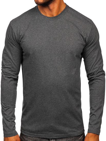 Camiseta de manga larga lisa para hombre antracita Bolf 1209