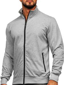 Sudadera abierta de cuello alto para hombre gris Bolf B229